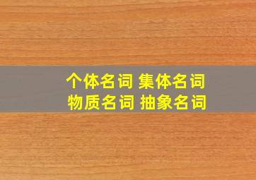 个体名词 集体名词 物质名词 抽象名词